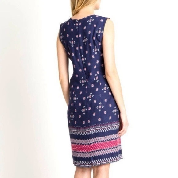 Talbots Navy Sleeveless Dress with Floral Pattern Size XL - Picture 2 of 9